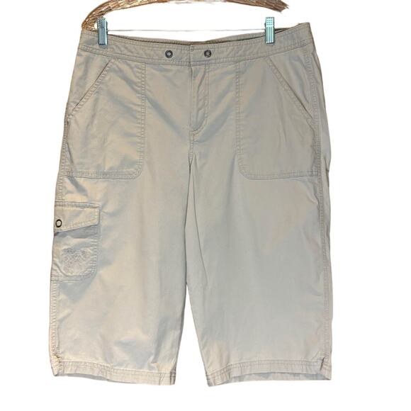 Women's Cargo Capri Wide-Leg Khaki Gorpcore Pants, 5 Pockets, Size 12, EUC - Picture 1 of 3